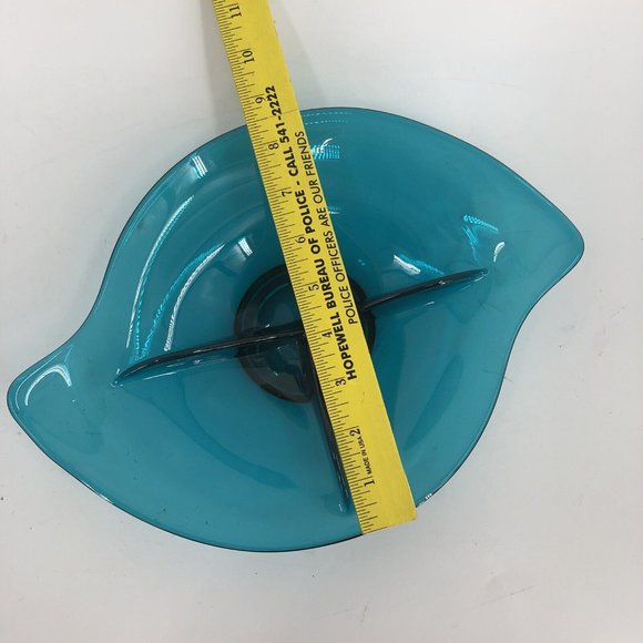 Viking MCM Atomic Glass Teal Bluetique Epic 3 Section Divided Relish Dish 1957 - Picture 6 of 8
